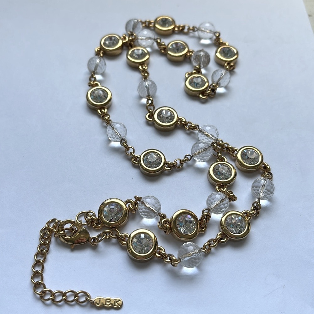 ⬛️VTG Camrose & Kross JBK Jacqueline Kennedy Gold Tone Crystal Bead Station Neck